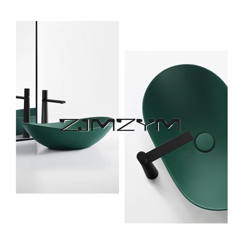 Nordic Keramik Gefäß Waschbecken Eitelkeit Schüssel Oval Badezimmer Tisch Waschbecken Toilette Balkon Kunst Becken Über Theke Sockel Waschbecken