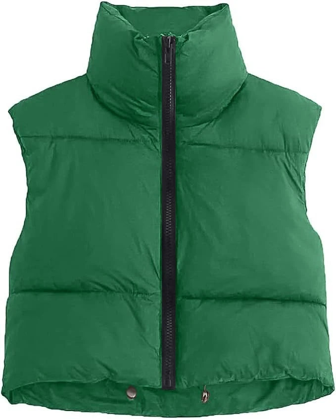 Herbst und Winter Damen kurze Baumwolle Daunenweste kurze Stehkragen warme ärmellose Steppweste Outdoor-Reisejacke Tops