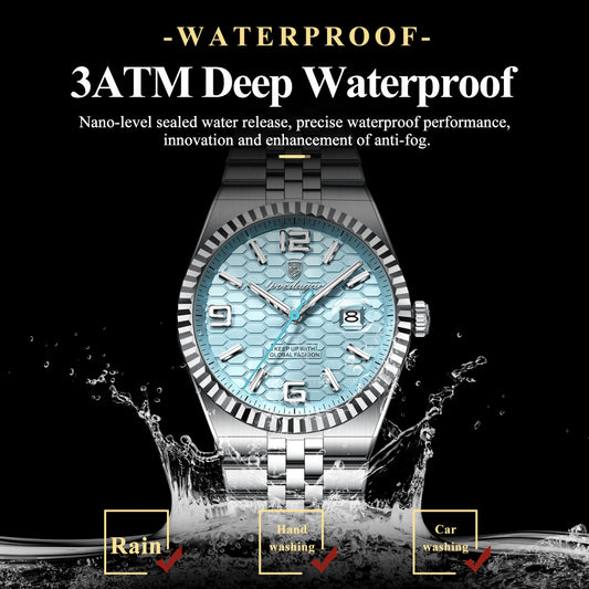 POEDAGAR High Quality Original Men Clock Waterproof Luminous Date Luxury Man Watch Stainless Steel Quartz Men's Watches Male+Box.