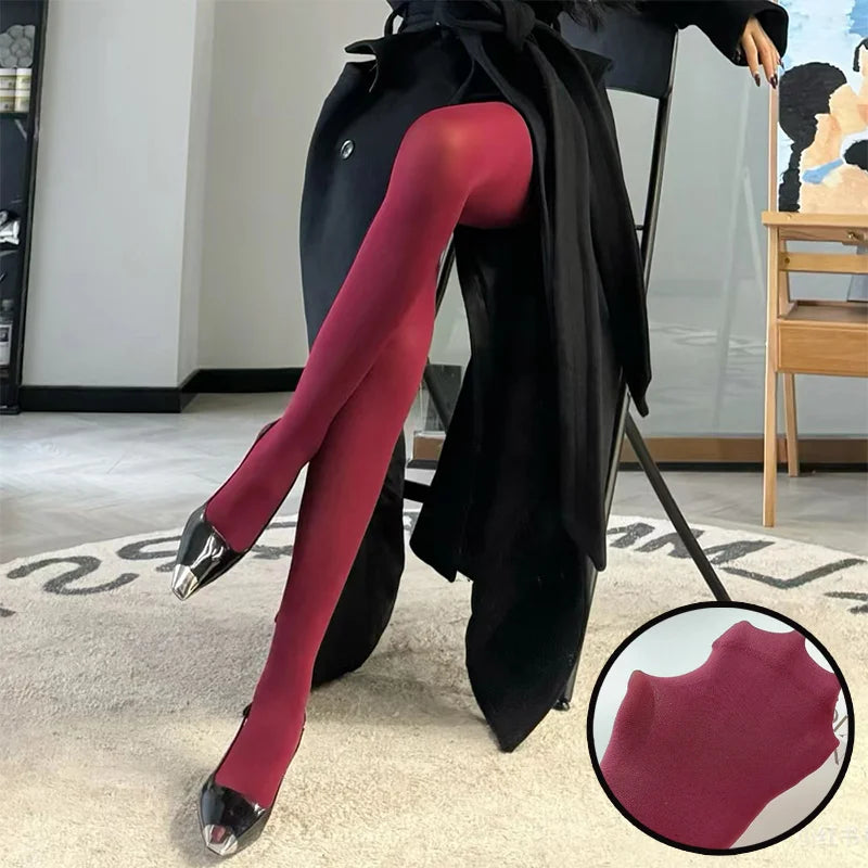 1/2Pcs Sexy Wine Red Stocking Women Girl Burgundy Thin Thick Elastic Tight Vintage Anti-Hooker Comfortable Pantyhose Accessory