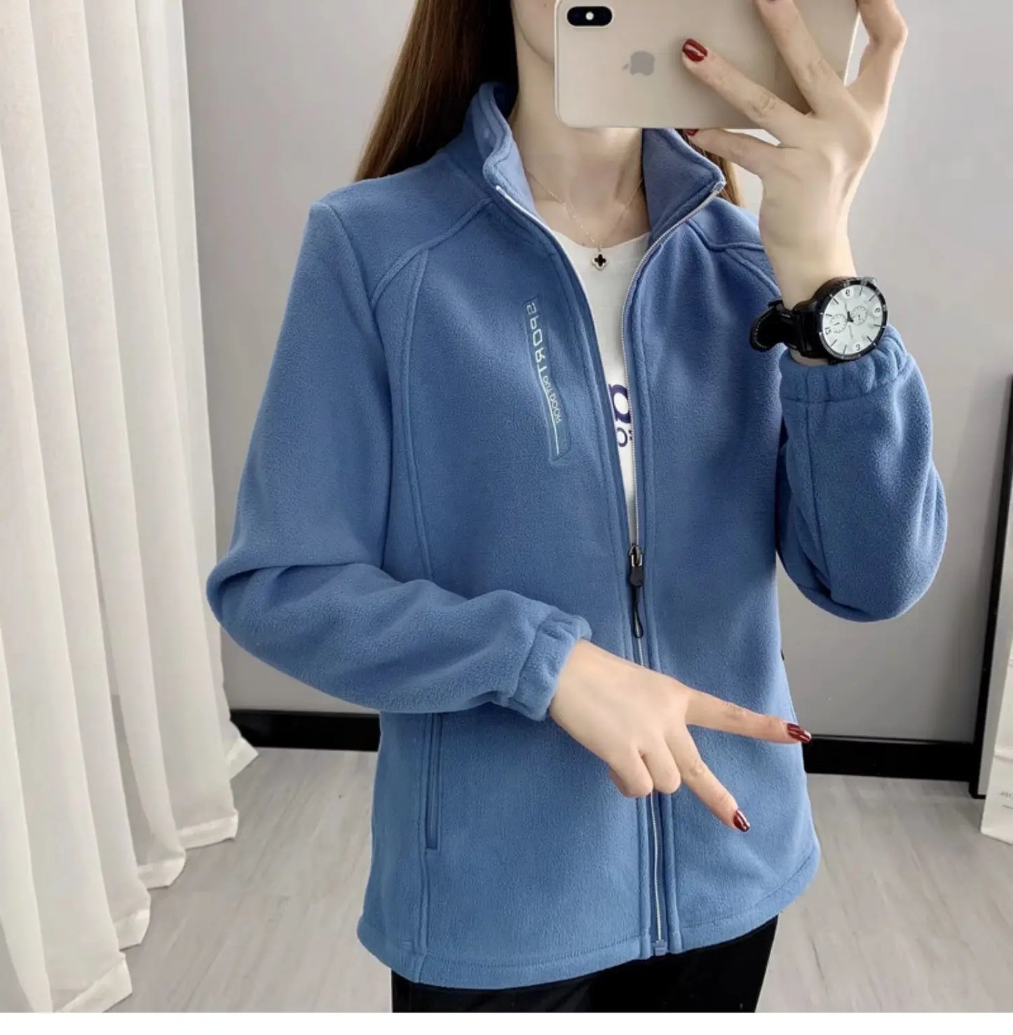Plus Größe Herbst Winter Polar Fleece Warme Mantel Frauen Sweatshirt Outdoor Sport Casual Zipper Strickjacke Jacke Top Schlank Jugendliche