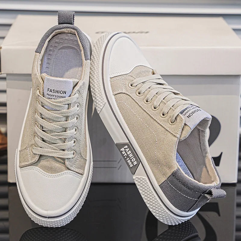 Atmungsaktive Herren-Skateschuhe aus Segeltuch mit weicher Sohle, lässige Turnschuhe, trendige, vielseitige, leichte, rutschfeste Slip-On-Sportschuhe, Größe 37–48