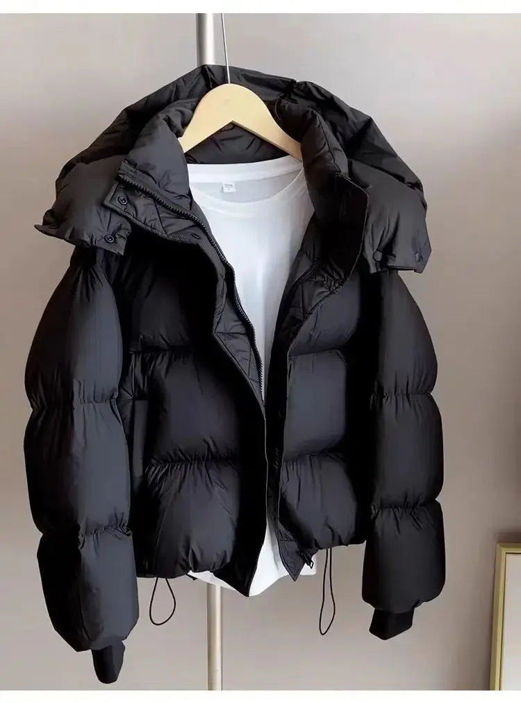 2023 neue Winter Puffer Jacke Frauen Mode Mit Kapuze Unten Baumwolle Mantel Weibliche Lose Beiläufige Warme Parkas Oberbekleidung