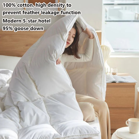KDJEIKZ Winter Cotton Goose Down Quilt Five-Star Hotel Duvet Super Soft Fluffy Queen King Full Size Four Seasons Duvets Blanket.