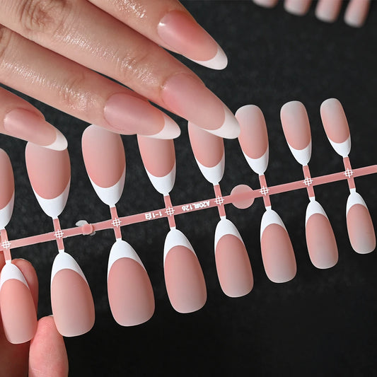 120/150pcs Matte White French Gel Nail Tips Medium Almond Nude Press On Nails 0.75-2.6cm Pink/Nude ABS Soft Gel Nail Flase Tips.