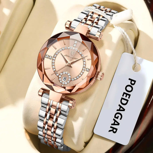 POEDAGAR Fashion Original Wristwatch For Woman Waterproof Stainless Steel Date Quartz Ladies Watch Luxury Casual Women's Watches.