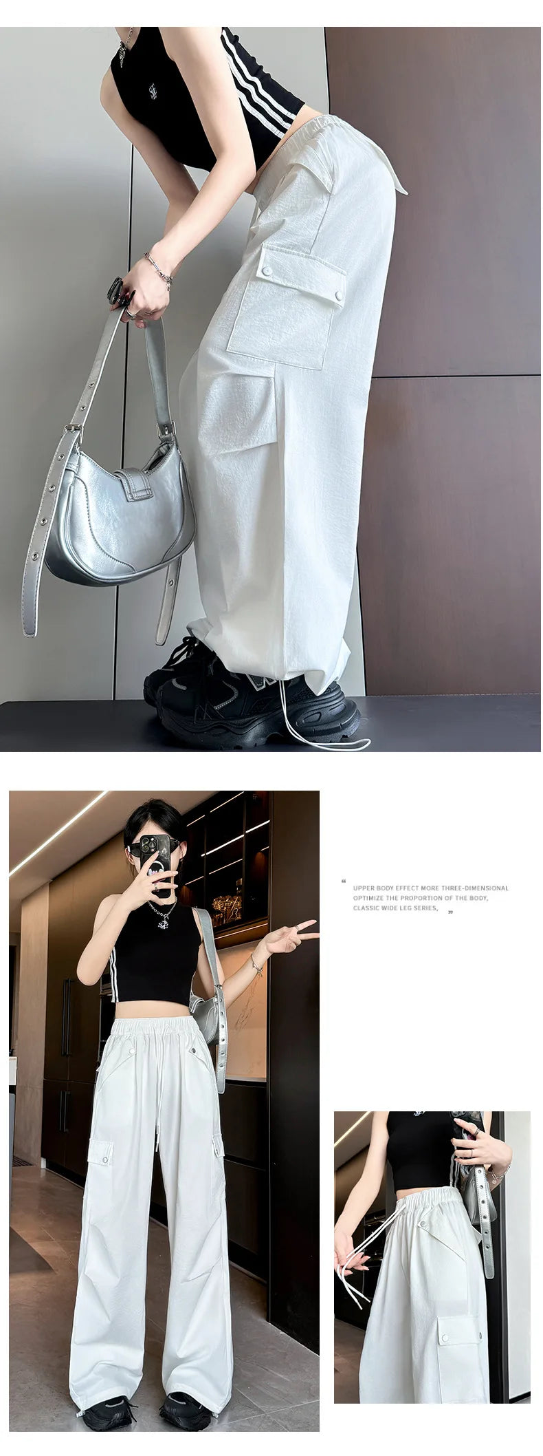 Amerikanischer Fallschirm mit niedriger Taille für Damen im Frühling und Herbst 2022, neue Bergsteiger-Jogginghose mit weitem Bein, schlanke Sport-Arbeitshose