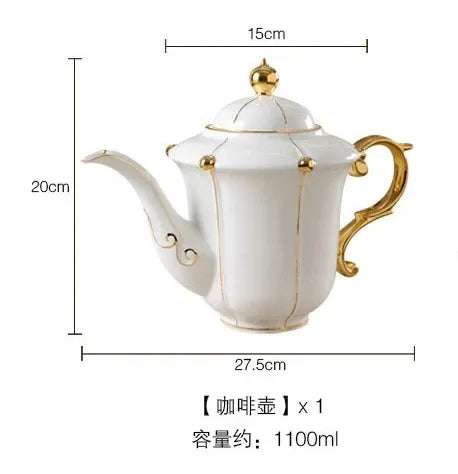 Bone China Coffee Set Europe Porcelain Tea Set Simple Ceramic Pot Creamer Sugar Bowl Teatime Teapot Coffee Cup Mug Coffeeware