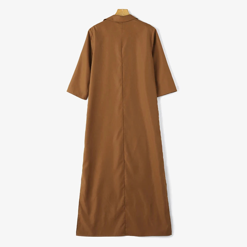 Zanzea Mode Frühling Revers Hals 3/4 Ärmel solide Kaftan Sommerkleid elegante Frauen langes Hemd Kleid Robe Femme Arbeit Party Vestido