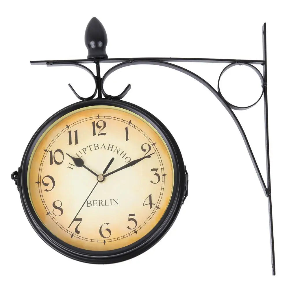 Stationsuhr Doppelseitige Wanduhr Runde Mount Wand Outdoor Garten Dekor Wanduhr Dia 25cm für Weihnachten Home Geschenke