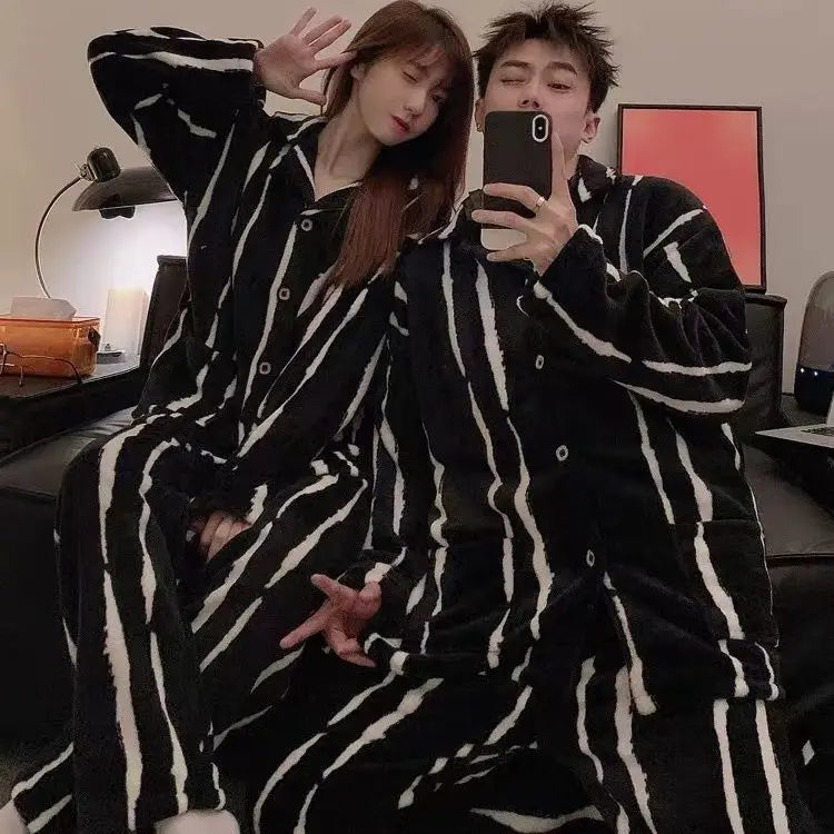 Winter Fleece-gefüttert Verdickte Korallen Fleece Pyjamas Für Männer Lange Plüsch Geeignet Für Oberbekleidung Hause Tragen Paar Pyjamas Set für