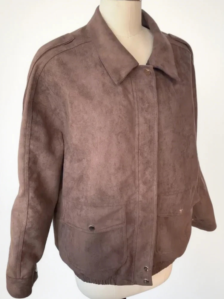 Retro-Jacke, modisch, Frühling und Herbst, lässig, lockere Tasche, langärmelig, trendig, cool, vielseitig, hochwertige Damen-Kurzjacke