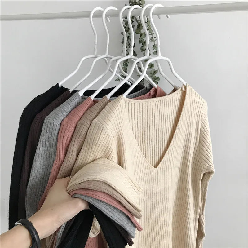 Koreanische Herbst V-ausschnitt Pullover Gestrickte Mode Pullover 2025, Schlank Winter Tops Für Frauen Pullover Jumper Pull Femme Truien Dames