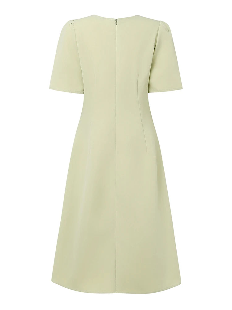 ZANZEA Elegante Büro Frauen Kleider Sommer Stilvolle Solide Party Arbeit Kleid Mode Kurzarm Plissee Vestidos Midi Sommerkleid