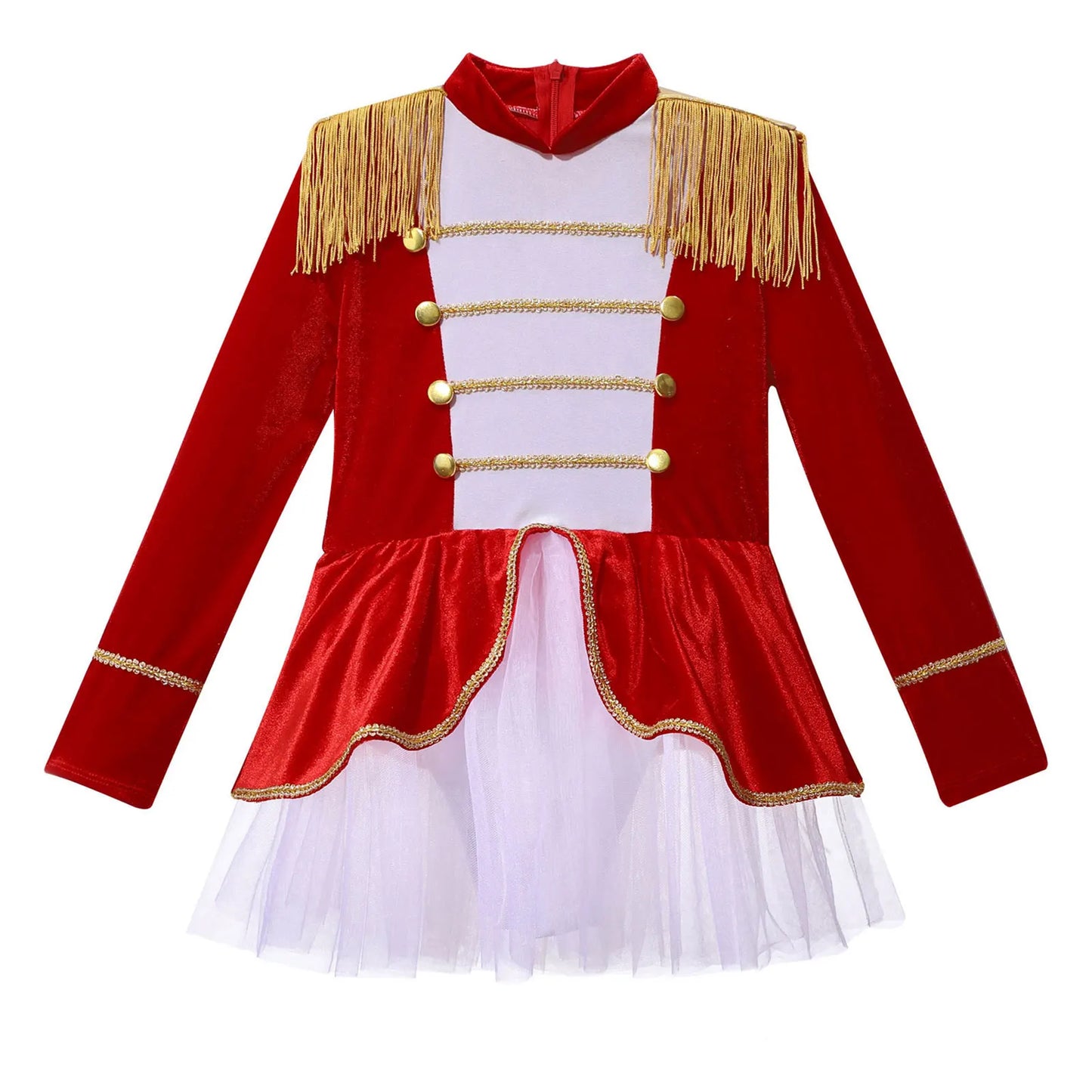 Kinder Mädchen Halloween Weihnachten Karneval Zirkus Zirkusdirektor Cosplay Performance Kostüm Langarm Mesh Trikot Tutu Kleid