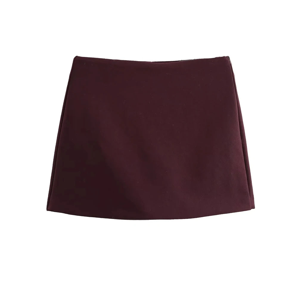 High Waist Solid Skort for Women Fashion Side Zipper Female Shorts Skirts Mujer.