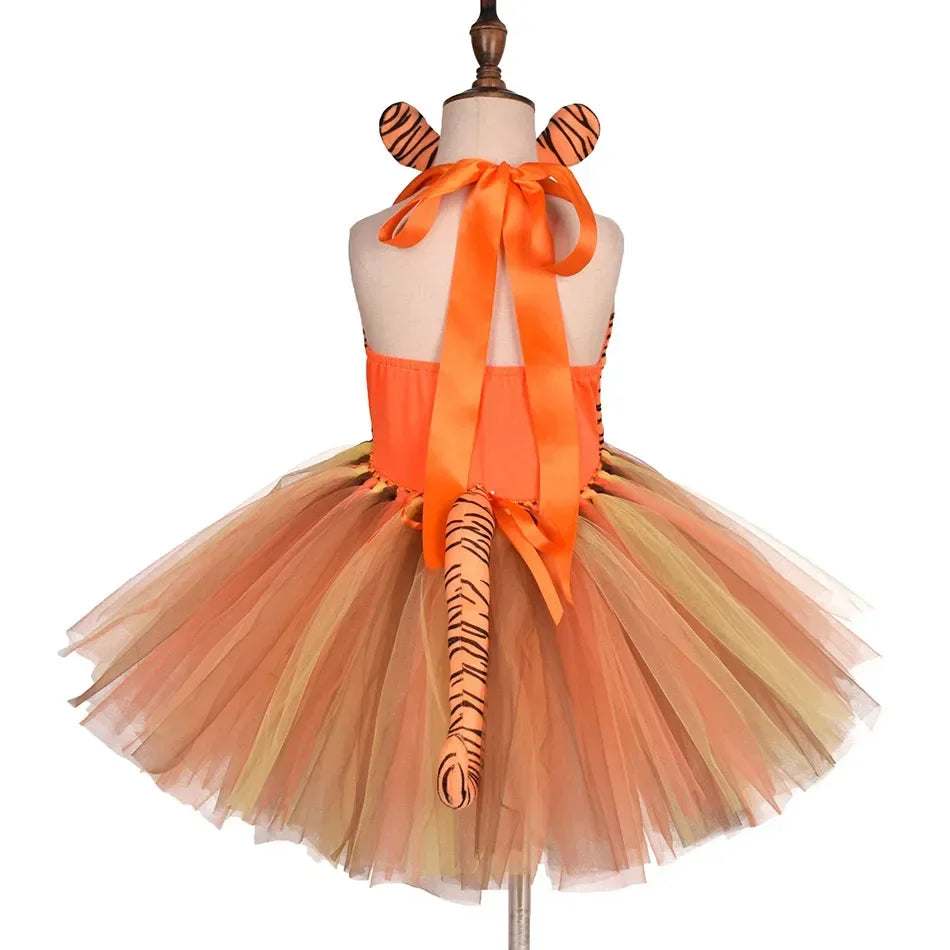 Halloween Tier Cosplay Kostüm für Kinder Wald Thema Kühe Tiger Giraffe Leopard Zebra Tutu Kleider Performance Tanz Sets