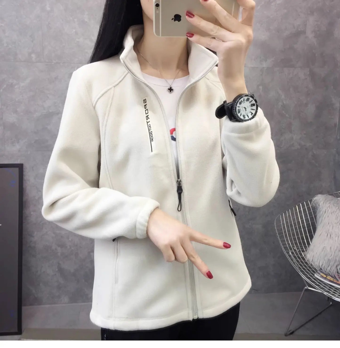 Plus Größe Herbst Winter Polar Fleece Warme Mantel Frauen Sweatshirt Outdoor Sport Casual Zipper Strickjacke Jacke Top Schlank Jugendliche