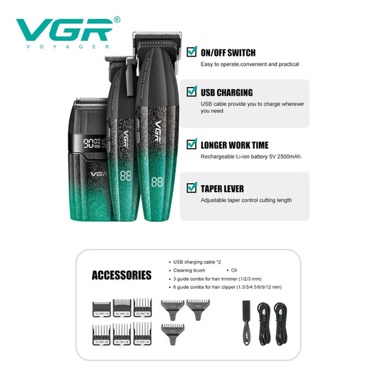 VGR Hair Clippers Professional Hair Trimmers Rechargeable Body Trimmer Electric Clippers Adjustable Hair Clippers Men V-640 s3.