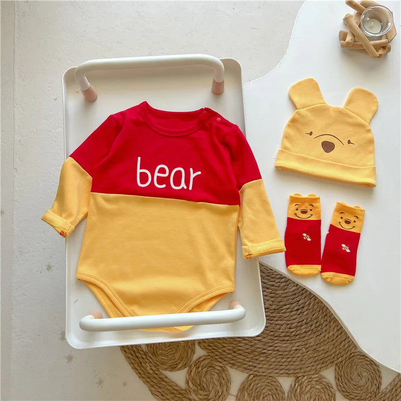 Winnie The Pooh Bär Baby Body Neugeborenen Langarm Strampler Kleinkind Jungen Mädchen Overall Kleidung K3529