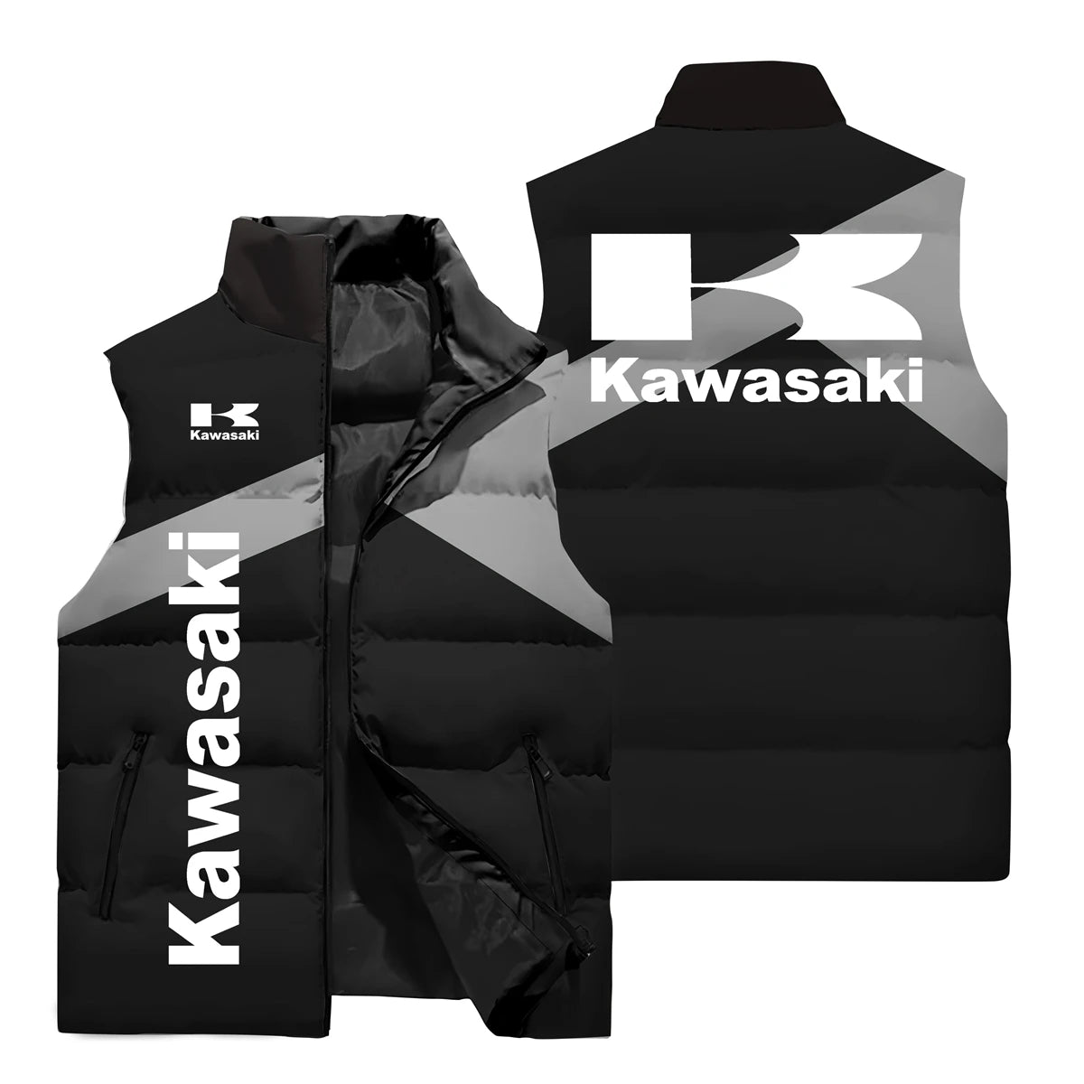 Kawasaki Sleeveless Jacket, Kawasaki Men's 3D Printed Fashion Jacket, Outdoor Sports Leisure Cycling Clothing.