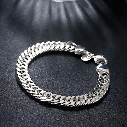 Fine 925 Sterling Silver Noble Nice Chain Solid Bracelet for Women Men Charms Party Gift Wedding Fashion Jewelry Hot Model.
