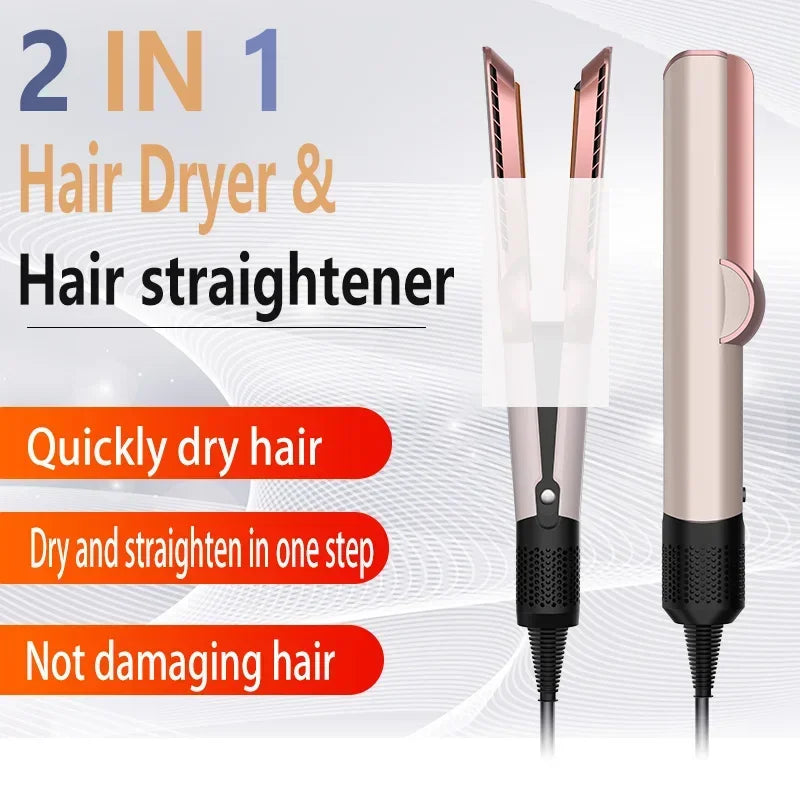 2 IN 1 Professional Hair Straightener & Hair Dryer Styling Tool Heat-Up Hair Flat Iron Negative Ion Iron Long-Lasting airstrait.