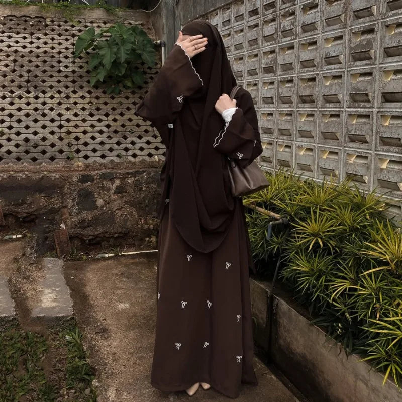 Luxus Dubai Schmetterling Stickerei Abaya Muslimische Frauen Modest Kleid Islamischen Femme Urlaub Outfit 2025, Mode Türkei Kaftan Robe
