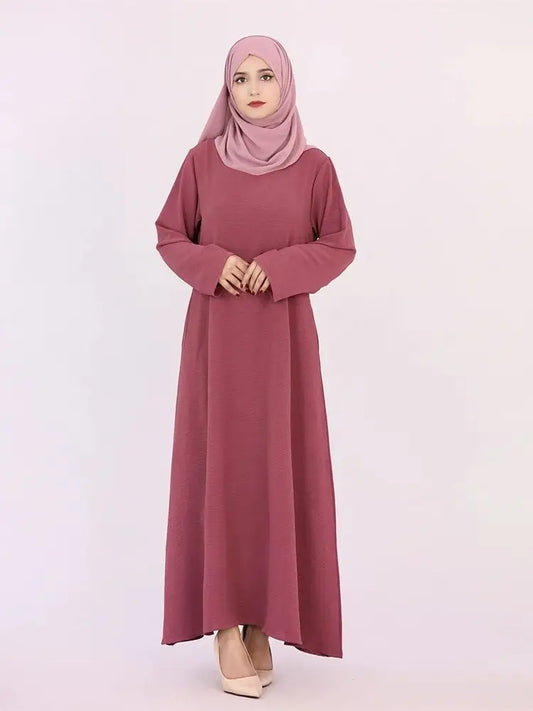 Ramadan Eid Solid Linen Dubai Abaya Turkey Islam Muslim Modest Dress Kaftan Prayer Clothes For Women Kebaya Robe Femme Musulmane.