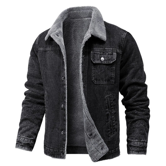DIMUSI Winter Men's Denim Jackets Man Fleece Warm Windbreaker Jacket Fashion Mens Retro Cotton Military Jean Coats Clothing.