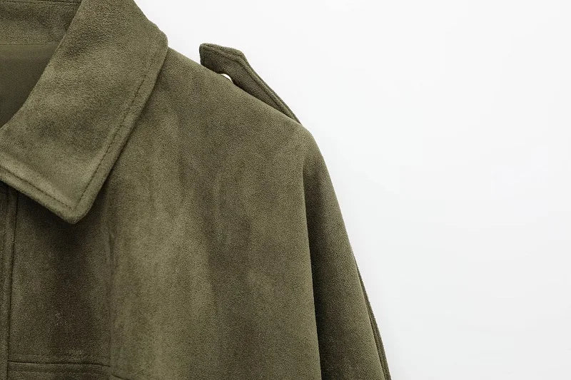 MUJER 2025, Wildleder-Bomberjacken für Damen, Oberbekleidung, übergroße Jacke, Damen-Streetwear, Reißverschluss, Damenmäntel, gepolsterte Varsity-Jacken