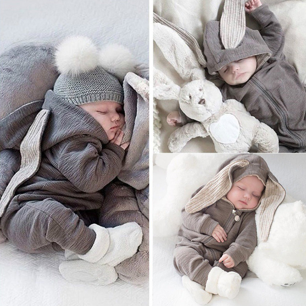 Melario Jungen Langarm Kleidung Baby Kinder Große Ohren Kaninchen Body Mädchen Baby Mit Kapuze Reißverschluss Creeper Strampler