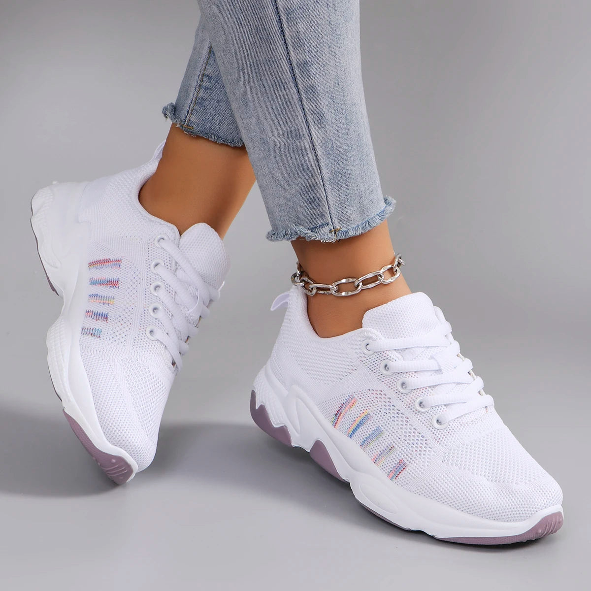 Frühling neue Damen Sportschuhe, modische, atmungsaktive, leichte, rutsch feste, verschleiß feste, lässige Sportschuhe, flache Schuhe
