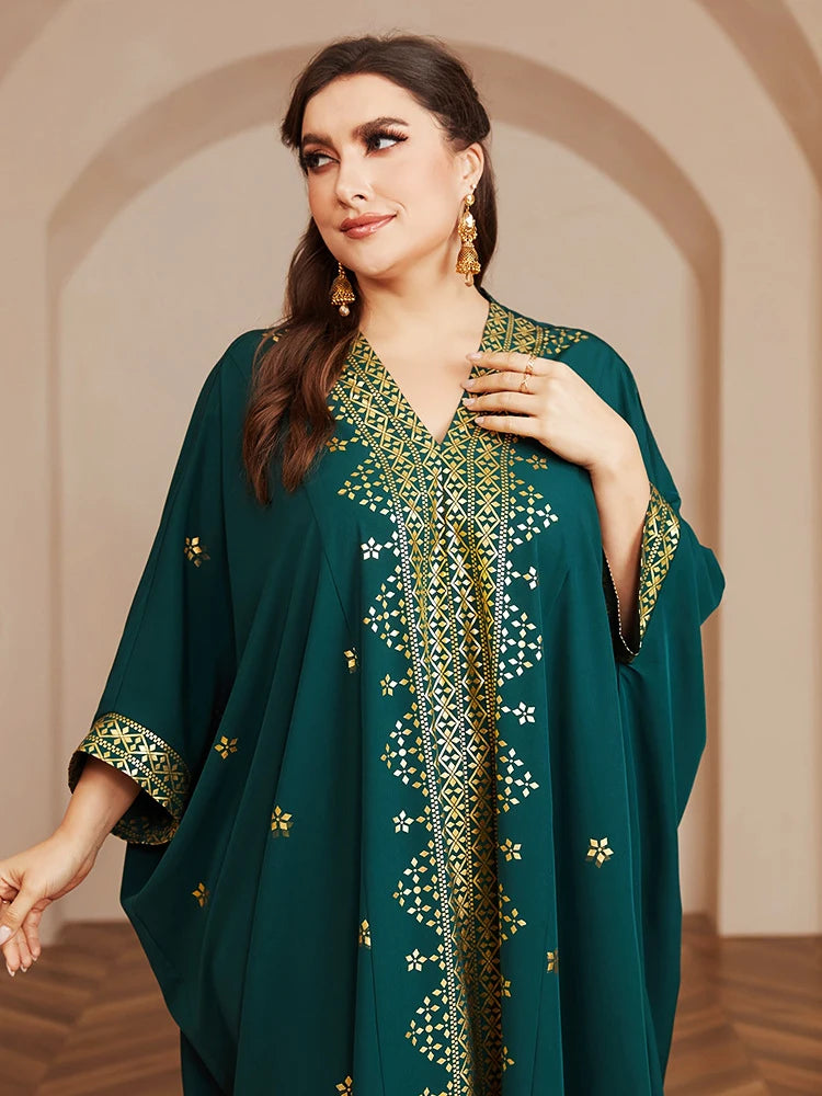 Wow! Langarm-Abaya in Übergröße mit Goldfolie – atemberaubendes arabisches Kleid, steigern Sie Ihren Stil für jede Veranstaltung!