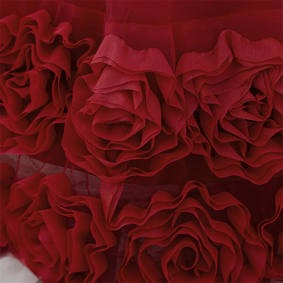 Kleinkind Rot Pailletten Mesh Kleid Mädchen Baby Einfarbig Neue Jahr Party Formale Kostüm Leistung Prinzessin Kleid Geburtstag Kleidung