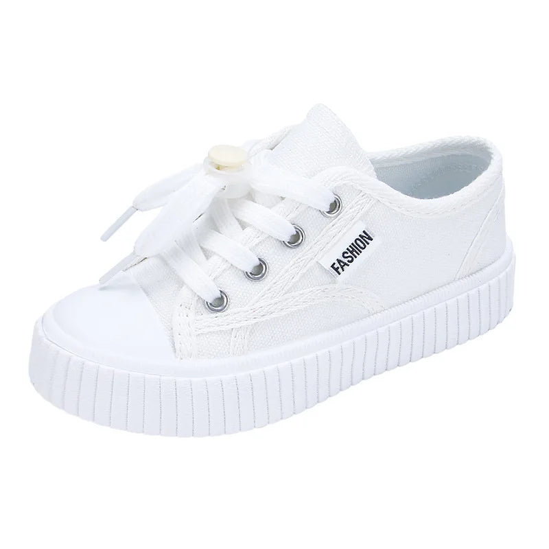 Children's Canvas Shoes 2025 Summer New Students White Shoes Boys Sports Shoes Girls Breathable Casual Shoes Children's Shoes.