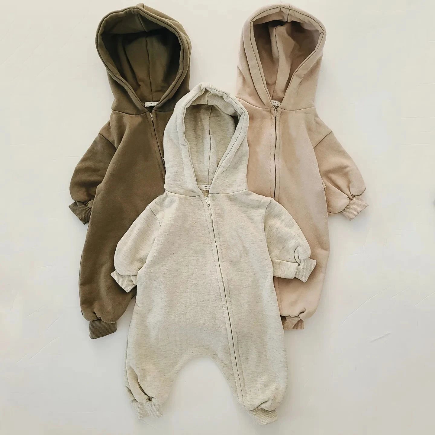 2024 Baby Kapuze Reiß verschluss Bodysuit Neugeborene Jungen und Mädchen Bergsteiger Anzug einfarbig Bodysuit Long Fit Sport Kletter anzug