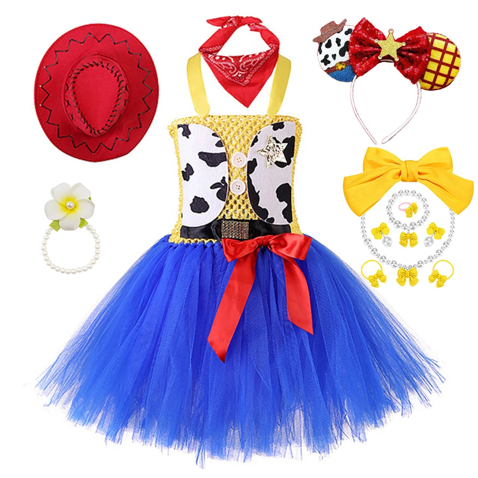 Woody Jessie Toy Story Cowboy Performance Kostüm Sets Mädchen Cartoon Tutu Kleid Kinder Disney Cosplay Karneval Party Kleidung