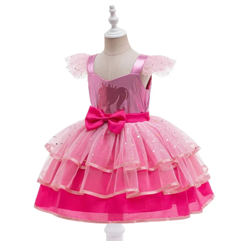 Baby Mädchen Kleider Barbie Prinzessin Cosplay Mädchen Rock Mesh Flauschigen Geburtstag Party Kleid Halloween Leistung Kleid Kinder Kleidung