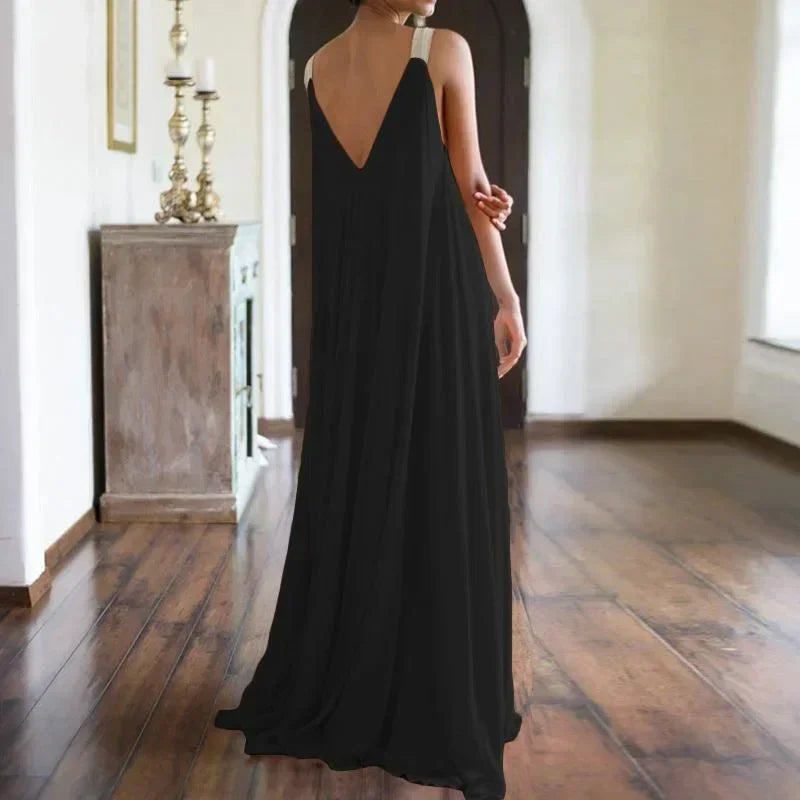 Sommer Frauen Boho Kleid Mode Spaghetti Strap Schwarz Ärmelloses Strand Party Casual Langes Kleid für Frauen Robe Neue 2023