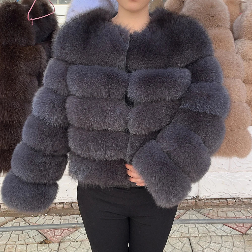QUEENTINA Fuchspelzmantel Echt Winter Damen Neue Mode Flauschig 2025 Leder und Haut Weiße Kleidung Natürlich Neu in Mäntel und Jacken