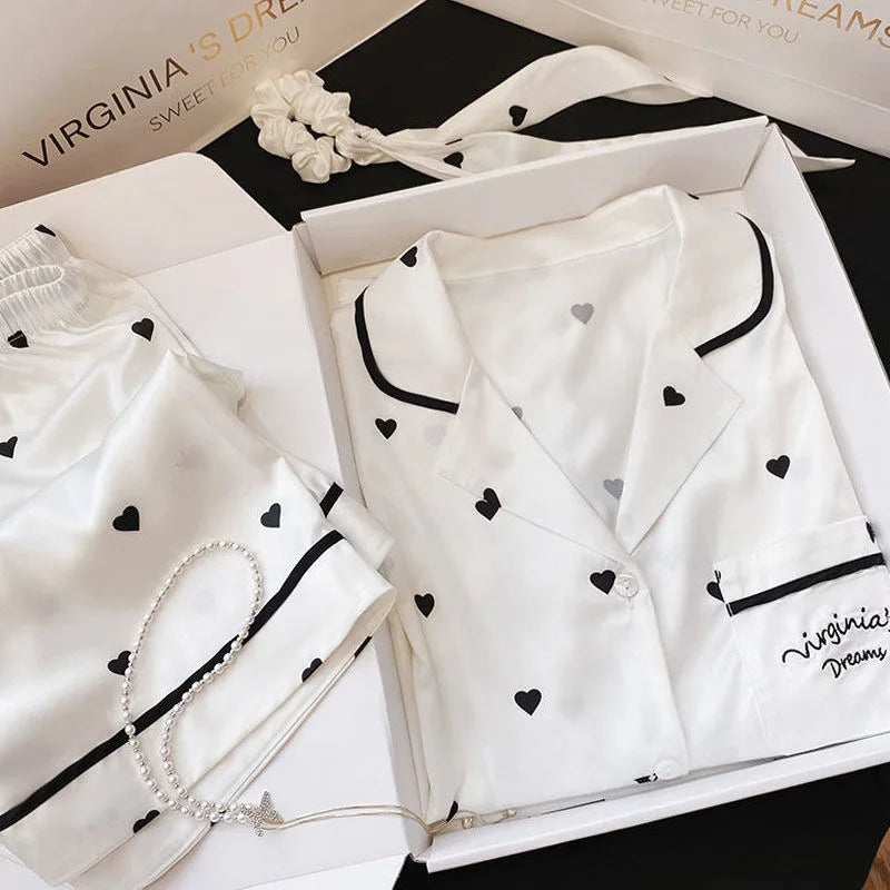Sommer Damen Eis Seide Premium Gefühl Pyjamas Homewear Set Mädchen Kurzarm Sexy Spitze Spitze Einfache Pyjamas Homewear Set
