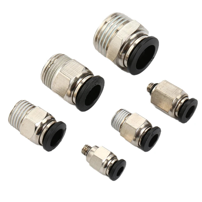 Black Air Hose Fittings 1/8 1/4 3/8 1/2 4mm/6mm/8mm/10mm PC PCF PL Tube Connector Pneumatic Quick Coupling Pipe Hose Fitting