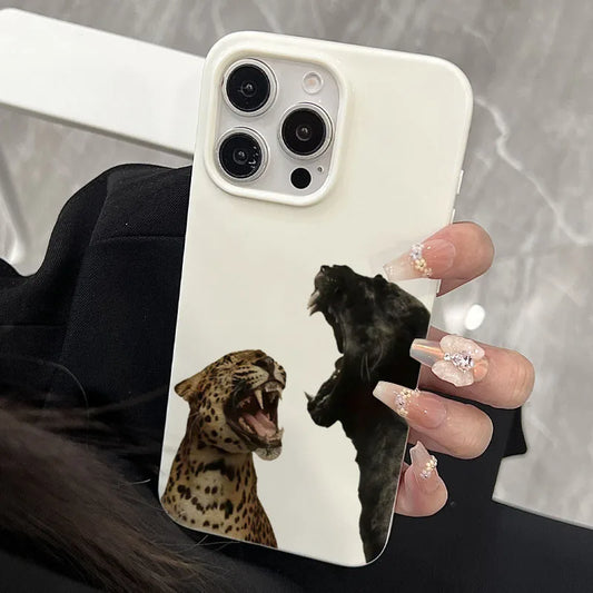 Black and Gray Leopard Pattern Soft Phone Case For iPhone 16 15 Plus 14 13 12 11 17 Air Pro Max Cover Shockproof Bumpers Fundas.