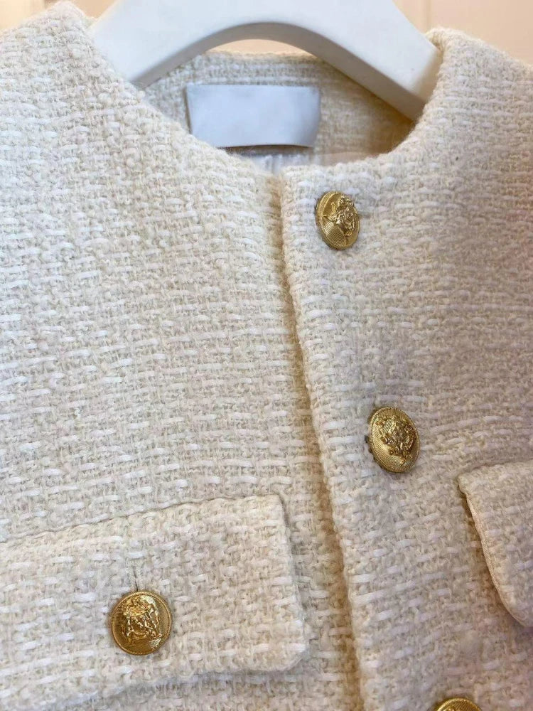 Frühling und Herbst Koreanische Mäntel Frauen Jacke Neue Französisch Wolle Tweed Mantel Mode High-end-Gold Taste Kurze Schlanke temperament