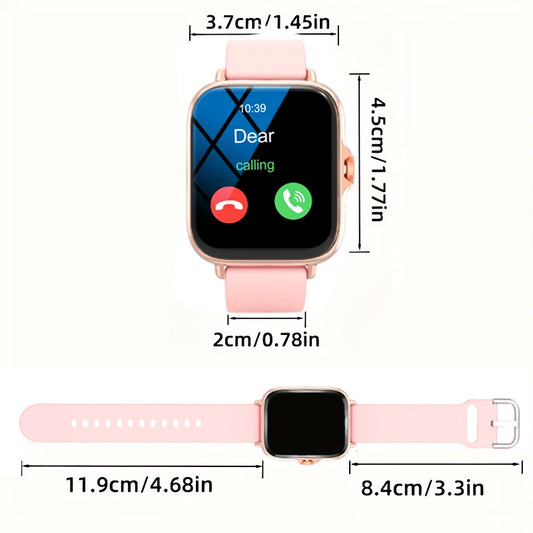 Smart watch with full touch screen, call, message reminder, music control and other functions, compatible with iPhone/android mo.