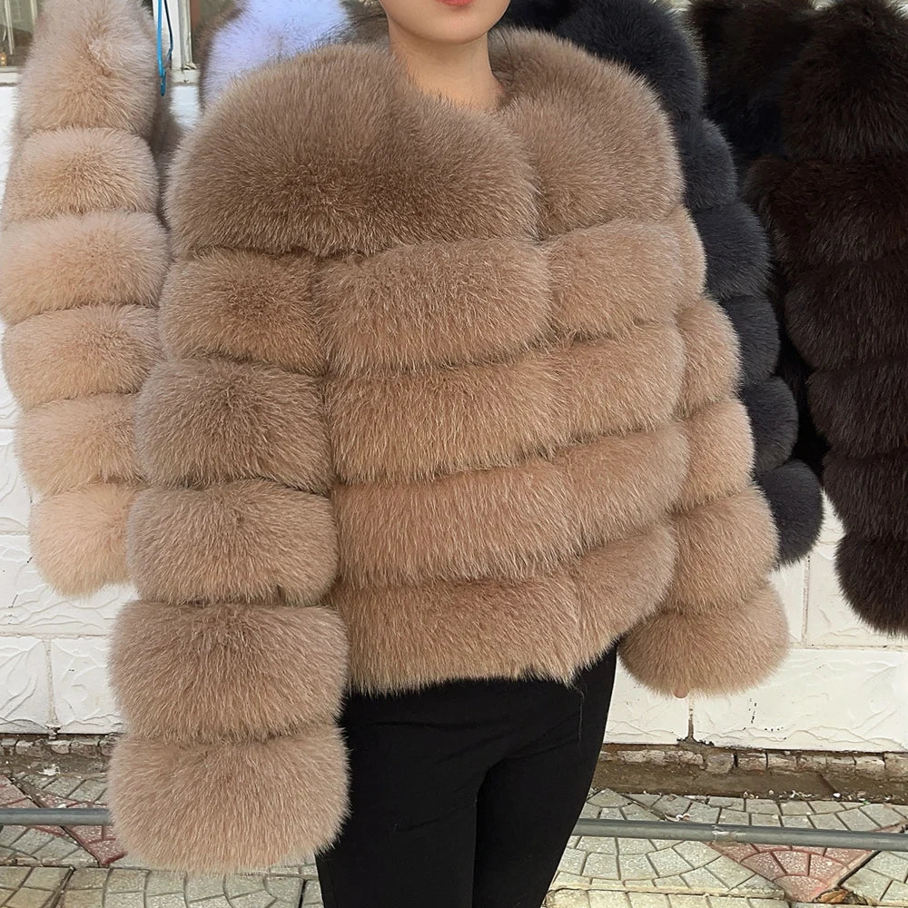 QUEENTINA Fuchspelzmantel Echt Winter Damen Neue Mode Flauschig 2025 Leder und Haut Weiße Kleidung Natürlich Neu in Mäntel und Jacken