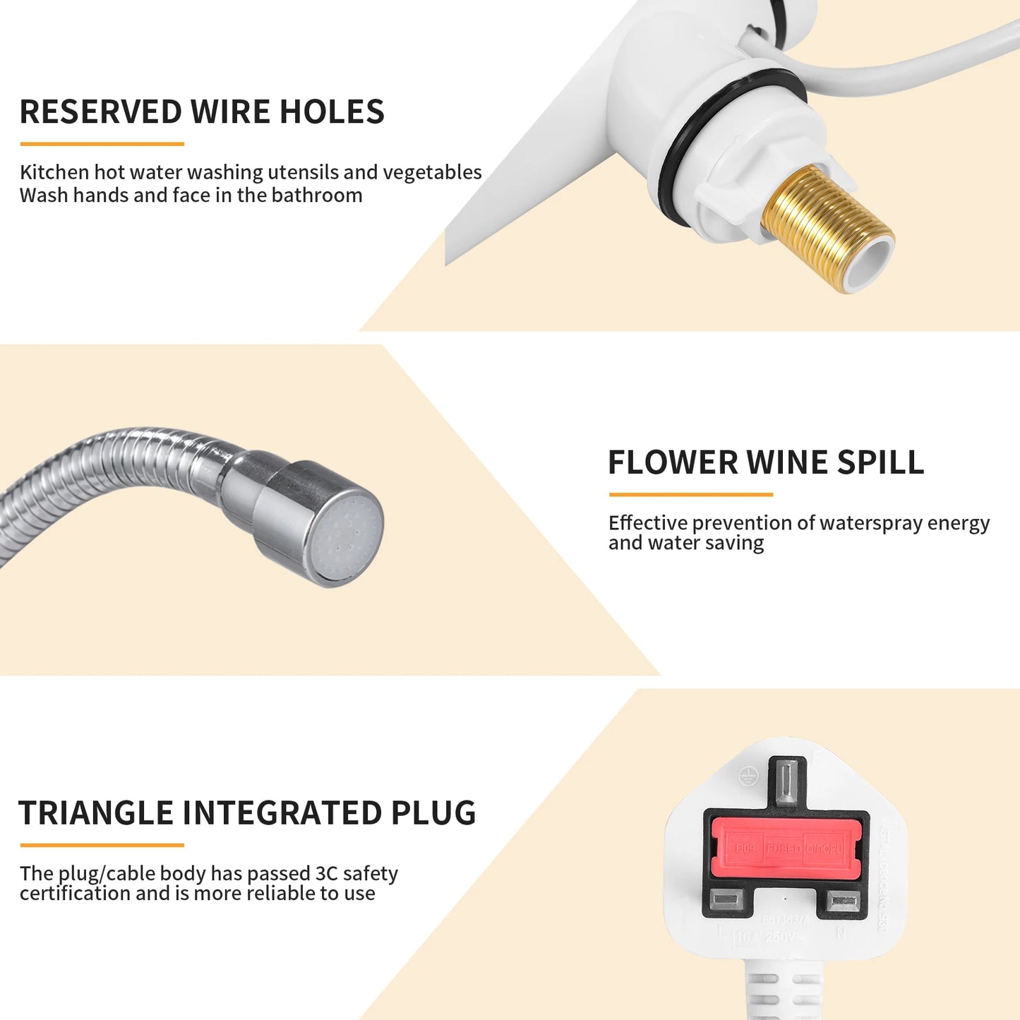 Instant Hot Water Tap Electric Instant Heater Boiling Tap EU 220V Faucet Fast Hot Water Tap with LED Digital Display for Kitchen