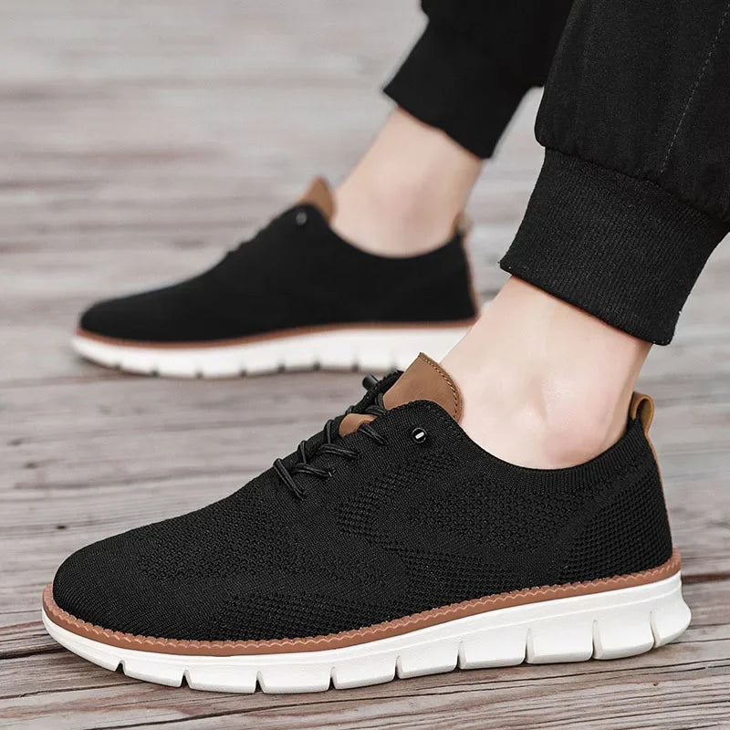 Herren-Freizeitschuhe, klassische, atmungsaktive Brogue-Flats, dämpfende Farbblock-Design-Kleiderschuhe, vielseitige Turnschuhe, leicht