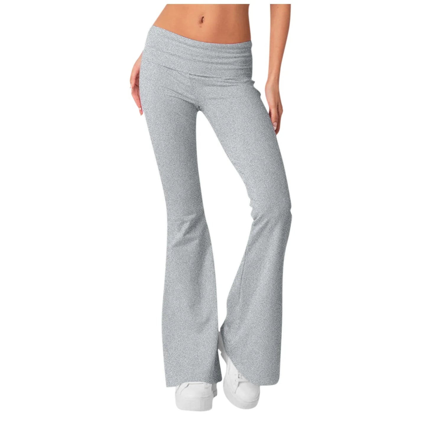 Damenmode, einfarbig, schmale Passform, schmale Reverse-Taille, niedrige Taille, elastische Taille, Schlaghose, Hose für Damen, Damenhose 2024